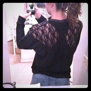 Black Shirt With Lace Back